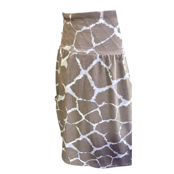 Banana Republic Womens Geometric Print Beige & White Skirt With Side Pockets - Picture 5 of 7